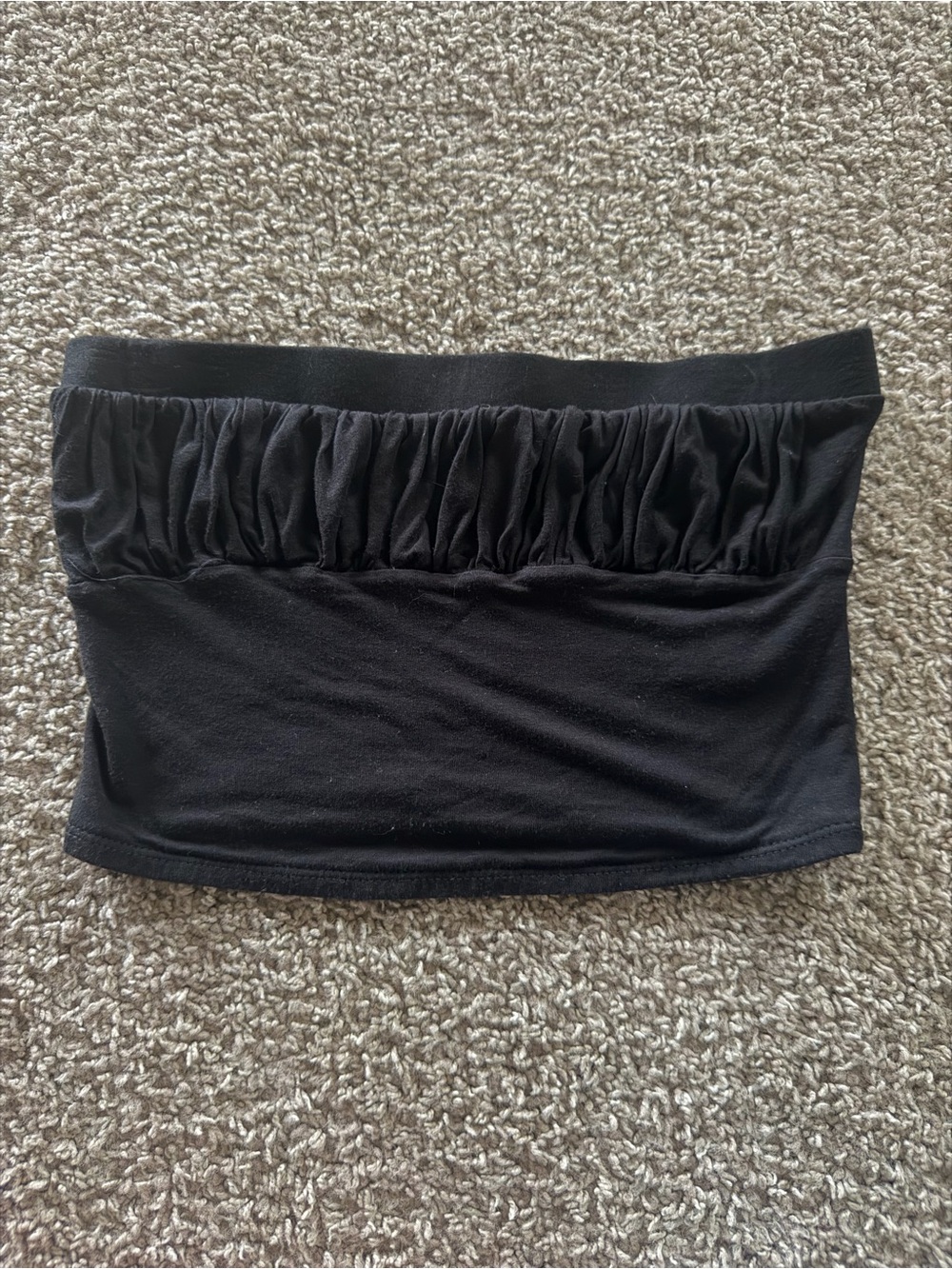 Black Strapless Ruching Tube Top